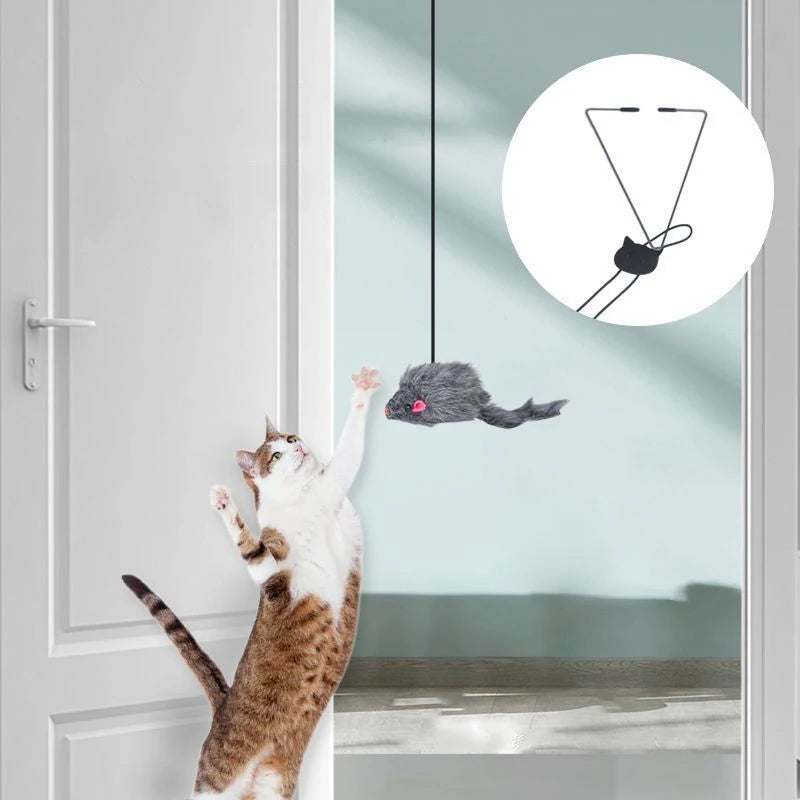 Interactive Cat Toy Hanging Clip Door Plush Mouse Self-hi Hanging Door Elastic Funny Cat Toy Juguetes Para Gatos