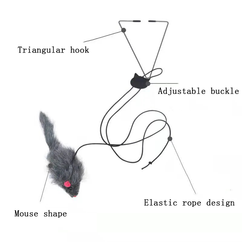 Interactive Cat Toy Hanging Clip Door Plush Mouse Self-hi Hanging Door Elastic Funny Cat Toy Juguetes Para Gatos