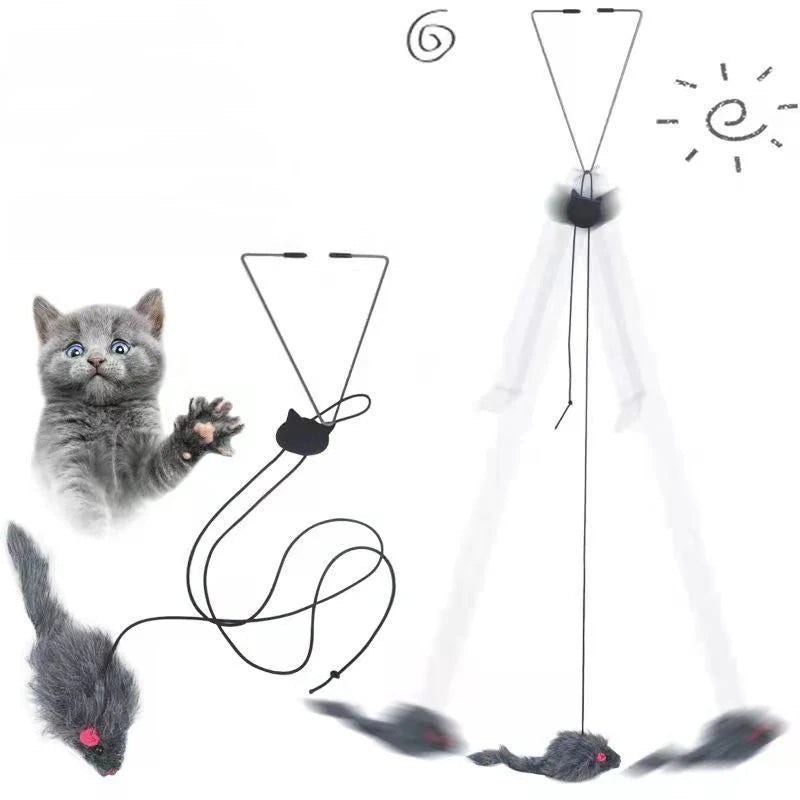 Interactive Cat Toy Hanging Clip Door Plush Mouse Self-hi Hanging Door Elastic Funny Cat Toy Juguetes Para Gatos